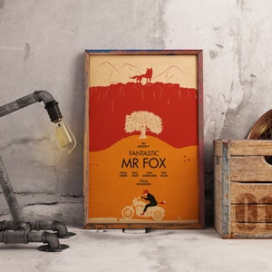 Poster del film Fantastic Mr. Fox, poster da parete del film Wes Anderson, Kraft, stampa su carta Kraft, decorazione da parete avventurosa, regalo per gli amanti dei film