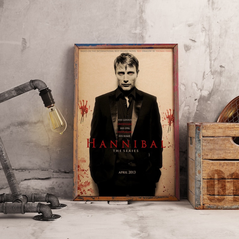 Hannibal TV Series Poster, Mads Mikkelsen Wall art, Dr. Lecter Fan, Kraft Paper Print, Psychological Thriller Wall Art Decor Photo 5