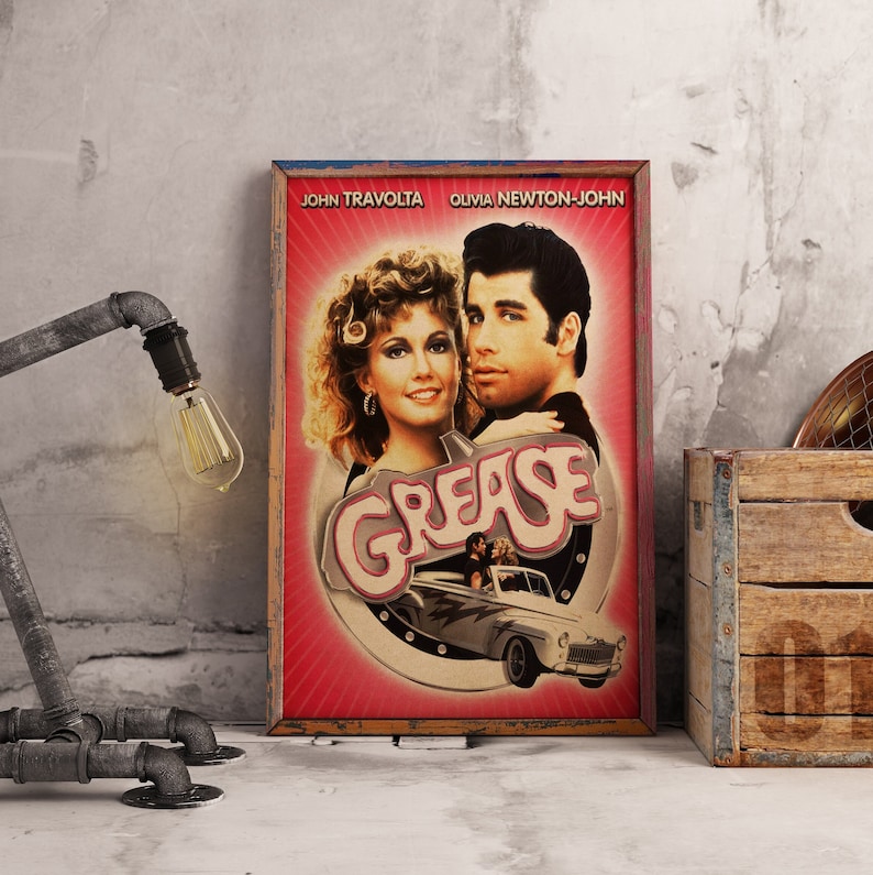 Grease Movie Poster: 50s Musical Kraft Paper Print - Etsy