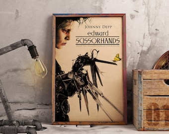 Edward mit den Scherenhänden Poster, Tim Burton Film Druck, Gothic Fantasy Kunst, Film Wanddekoration