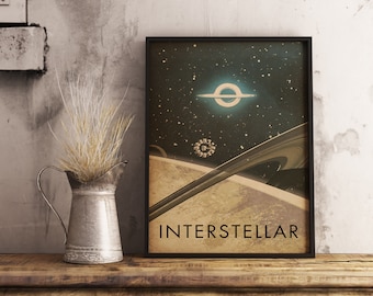 Interstellar Movie Poster: Vintage Kraft Paper Sci-fi Wall Art