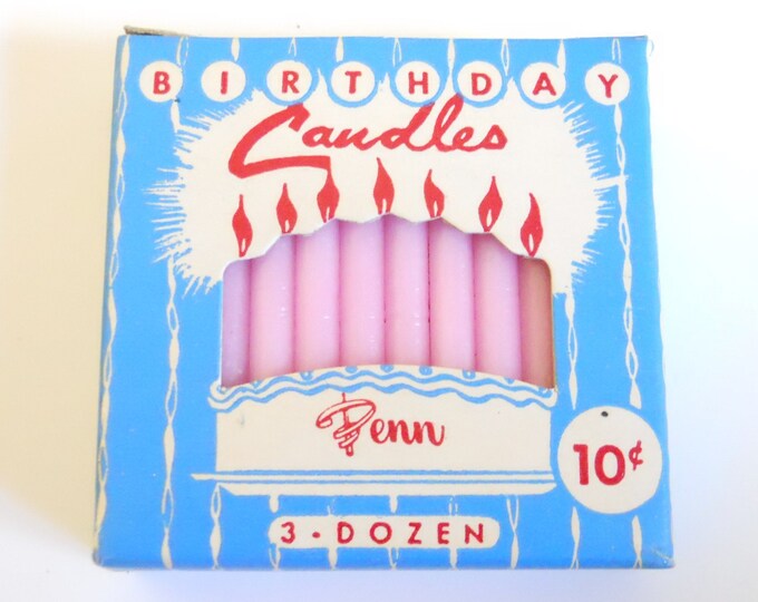 Vintage Box Pink Wax Birthday Cake Candles 3 Dozen Etsy