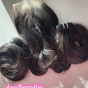 2 Bundles 12 Inch Raw Vietnamese Natural Wavy Hair + HD 6x6 Closure, Black, Single Donor, High Quality Custom Wig Hair
