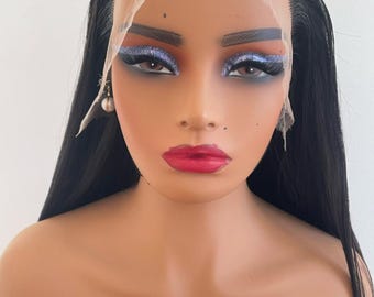 Paquetes de cabello humano liso de 30 pulgadas con cierre de encaje HD de 13x6