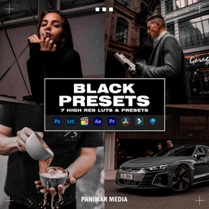 7 Black Lightroom Presets | Mobile & Desktop | Black Presets | Photo Editing Filter for Instagram | Mobile Lightroom Presets | Photoshop