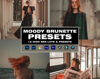 10 Moody Brunette Lightroom Presets | Mobile & Desktop | Moody | Photo Editing Filter Instagram | Mobile Lightroom Preset | Photoshop