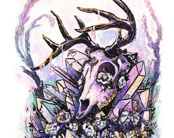 Crystal Deer Skull Print