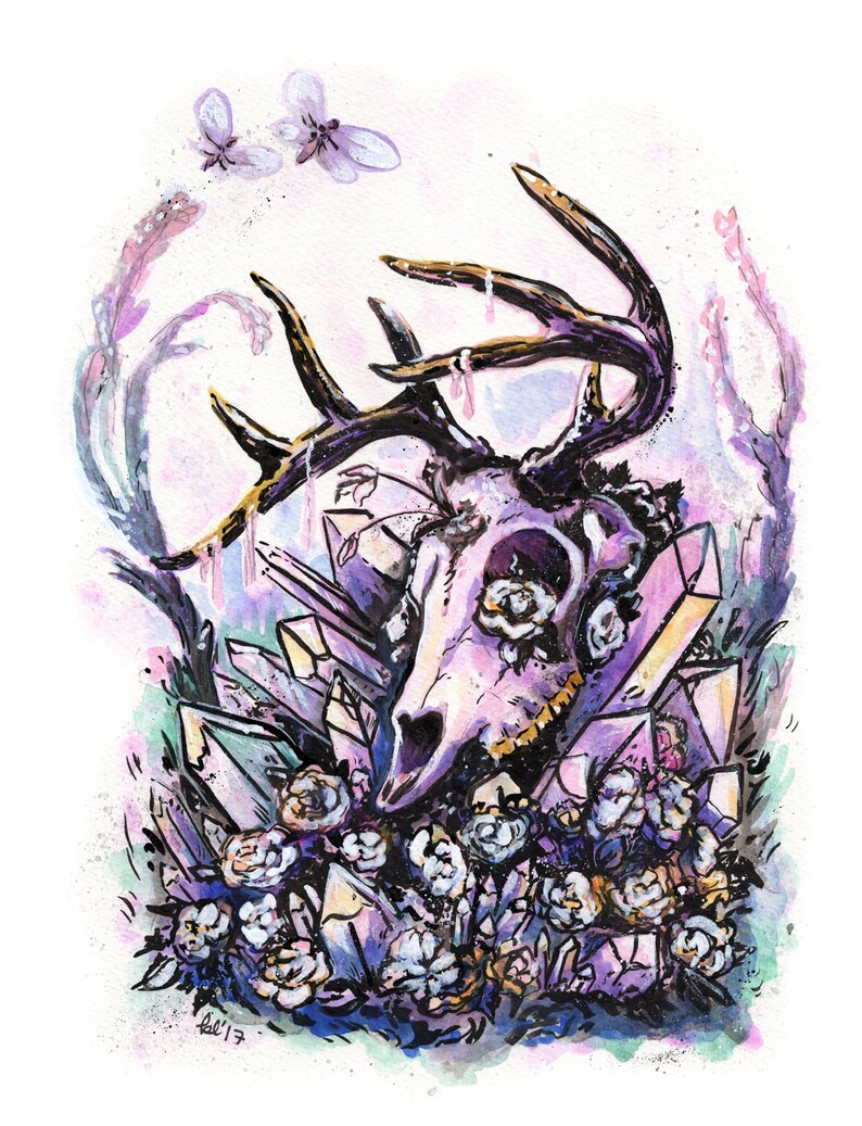 Crystal Deer Skull Print image 1