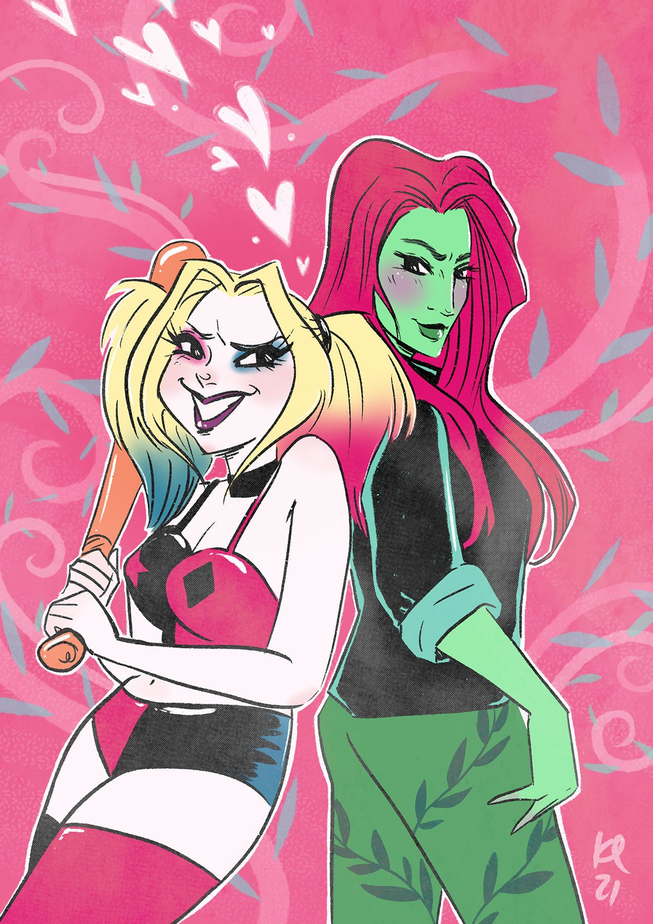 The Harley & the Ivy Print Harley Quinn and Poison Ivy - Etsy