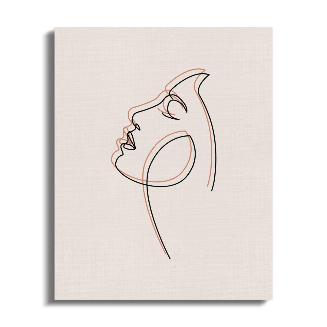 Minimalist Woman Face Line Art Print – Abstract Profile (digital ...