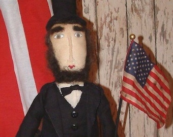 MUSTER - Primitive Americana Abraham Lincoln Doll ""E"" Digital PDF Pattern Folk Art