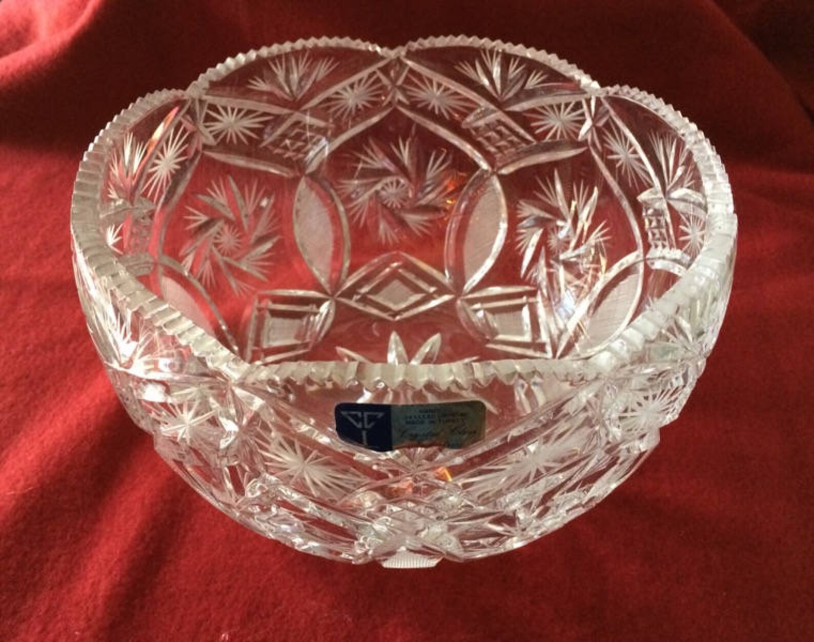 Vintage Handcut 24 Lead CRYSTAL BOWL Made in Turkey Etsy