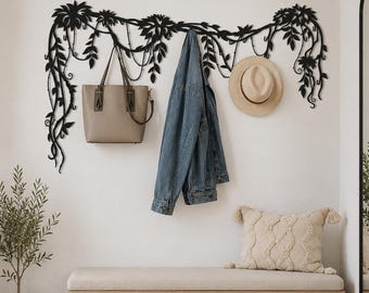 Heavy duty vine wall hooks, botanical leaf coat hanger, housewarming entryway decor gift