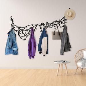 Modern coat rack, tree branch decor, hat rack, metal branch wall art, bag hanger, tree branch coat hooks, interior wall decor, new home gift