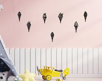 Metal ice cream wall hooks set, kids room decor, ice cream wall decor, home decor, key hook, wall hooks unique, gifts for sister