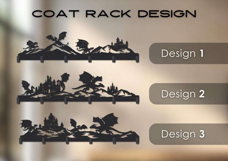 Dragon Rack Dragon Metal Wall Art, Black Coat Rack, Gothic Key Holder, Medieval ...