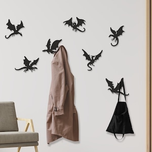 Fantasy metal coat hooks, modern hook, dragon wall decor, coat hook for wall, unique wall decor, living room decor, entryway hooks, hat hook