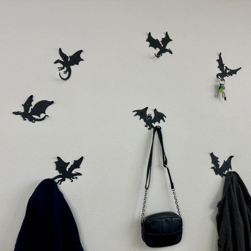 Lot de 7 patères dragons, décoration dragon, décoration murale fantaisie, patères, porte-manteau moderne, patère animal