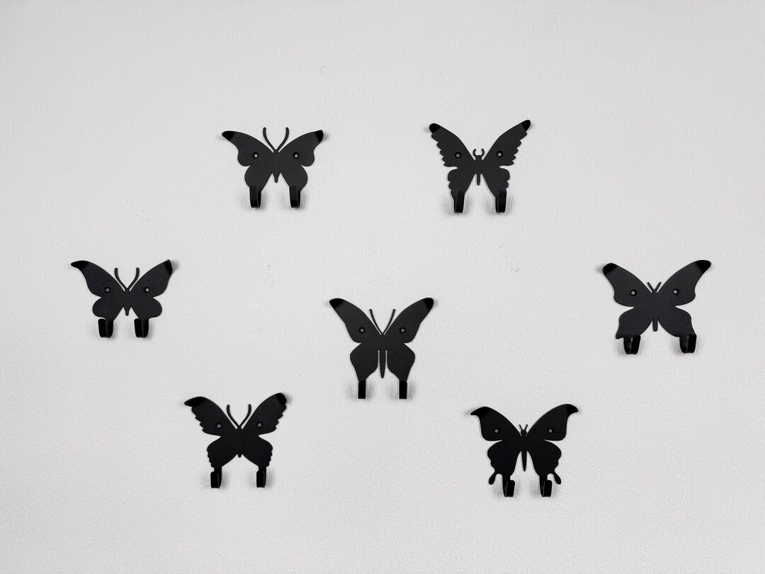 Unique Metal Butterfly Wall Hooks Set, Entryway Organizer, Decorative ...