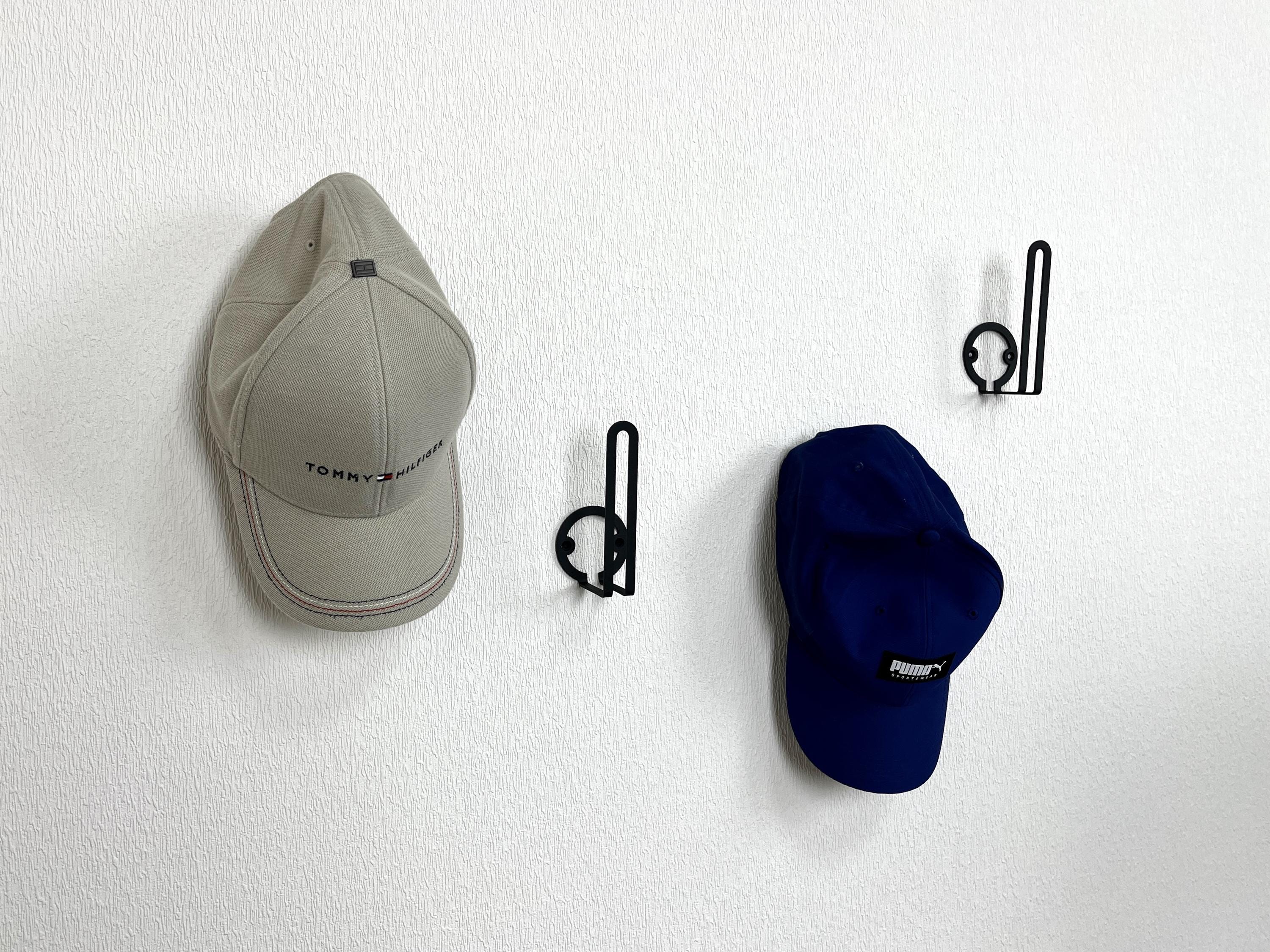 Set of 7 Black Metal Hooks, Hat Hanger, Metal Clothing Rack, Baseball ...