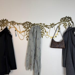 Metal long tree branch coat hooks, coat rack wall mount, hooks for bags, hat rack, key hanger, tree branch decor, clothes rack
