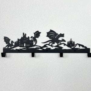 Metal dragon coat hanger, key hooks goth, dragon towel rack, hat hanger, key organizer, animal wall hook, guest room decor
