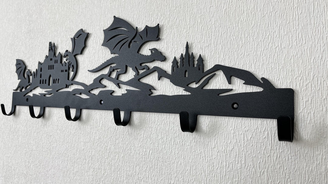 Dragon Rack Modern Black Rack, Fantasy Coat Rack, Dragon Metal Decor, Clothing ...