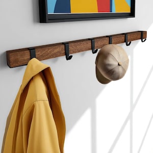 Wall coat hanger, entryway decor, metal coat hooks, slide hook, coat rack wall mount, black coat hooks, hat rack, housewarming gift