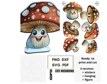 Set of 6 Cute Mushrooms, Mushroom Svg,Mystical Mushroom svg,open book floral svg,Magic mushroom svg,flower book, floral mushroom svg