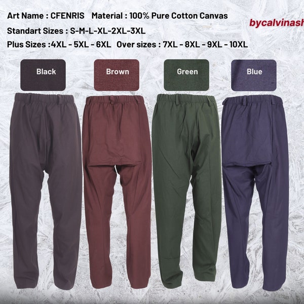 bycalvinashop- CFENRIS Cotton Canvas Thorsberg Trouser - Medieval Viking Larp Thorsberg Linen structured Pants Trouser .Sizes S up to 6XL.