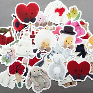 Jelly 35 Valentine Wedding Anniversary Fan Sticker, No Repeat, Heart Stickers, Love Set, laptop stickers, Cartoon, Journal Sticker