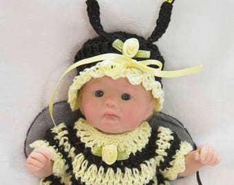 Cheryls Crochet CB14 Doll 6 to 7 inches Little Bumble Bee Layette Set PDF Download Crochet Pattern