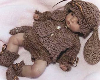 Cheryls Crochet CB19 Doll 12 to 14 inches Little Puppy, Mouse, Bunny Matinee Set PDF Download Crochet Pattern