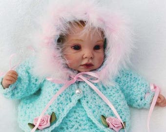 Cheryls Crochet D77 Doll 9 to 10 inches Hooded Matinee Layette Set PDF Download Crochet Pattern