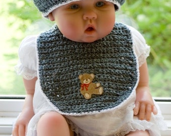 Cheryl's Crochet CC8 baby Chenille Bonnet Booties Bib PDF Download Crochet Pattern