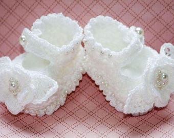 Cheryl's Crochet  CC9 Preemie Chenille Mary Jane Booties PDF Download Crochet Pattern