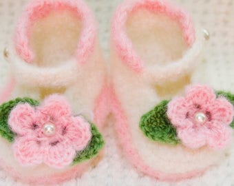 Cheryls Crochet CCF7 Baby Felted Flower Mary Jane Baby Shoes PDF Download Crochet Pattern