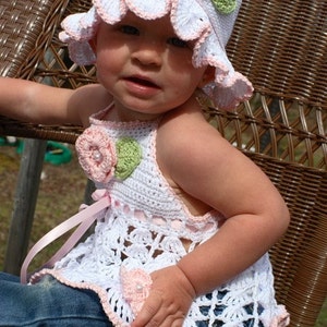 Cheryls Crochet CC1 Crochet Pattern Toddler Summer Rose Halter and Hat ...