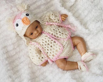 Cheryls Crochet CB22 Doll 10 to 12 inches Little Owl Layette Set PDF Download Crochet Pattern