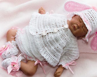 Cheryls Crochet CB21 Doll 14 to 16 inches Preemie Little Bunny, Mouse & Puppy Layette Set PDF Download Crochet Pattern