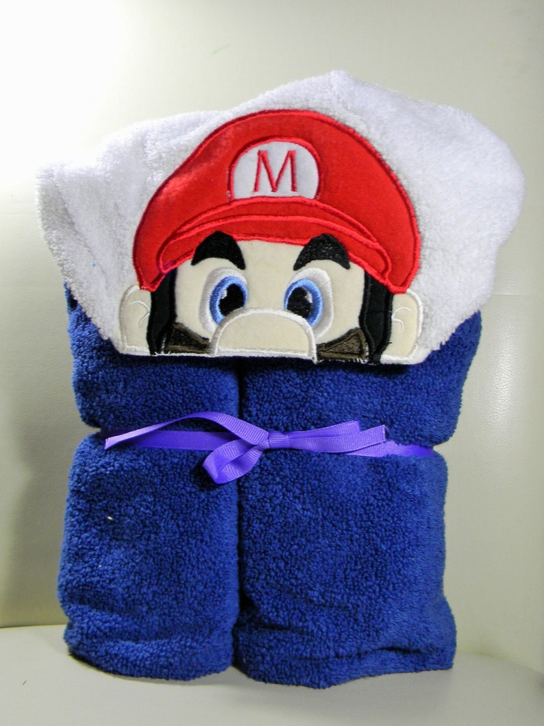 Beach or Swimming Pool Red Plumber Brother Mario Hooded Towel Kid/'s Hooded Towel Character Inspired Mario Towel for Bath