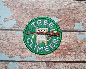 Tree Hugger Iron-on patch. Embroidered iron-on badge