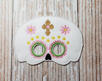 Sugar Skull Mask - felt Sugar Skull mask for Birthday Parties, Halloween, or Dress-up Play, Halloween Mask, Sugar Skull Halloween Costume