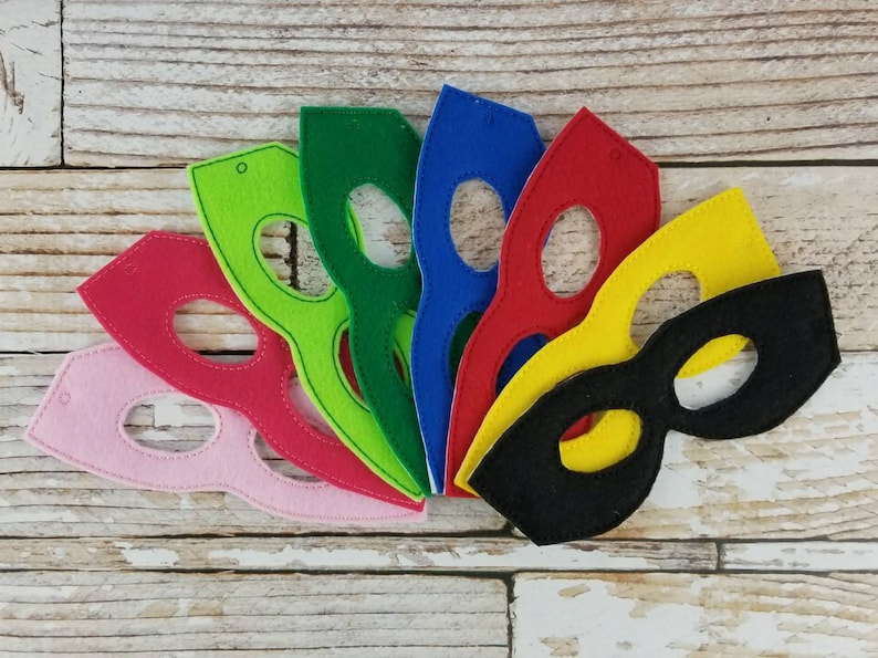 Super Hero Mask SET of 4, 8, or 12 felt masks for Birthday Parties, Halloween, Dress-up, Super Hero Halloween Mask, Super Hero Halloween image 1