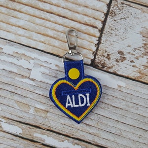 Heart Aldi Quarter Keychain Quarter Keeper Cart Quarter Keychain for Aldi and similar stores. Great for Christmas Stocking Stuffers image 2