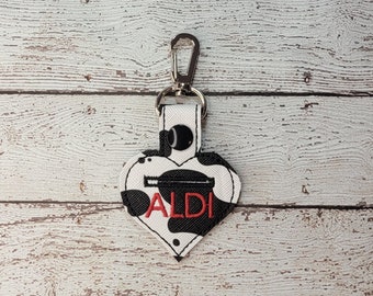 Heart Aldi Quarter Keychain - Quarter Keeper - Cart Quarter Keychain for Aldi and similar stores. Great for Christmas Stocking Stuffers!