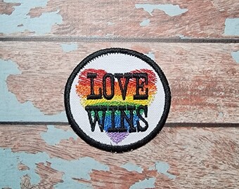 Love Wins Iron-on patch. Embroidered iron-on badge