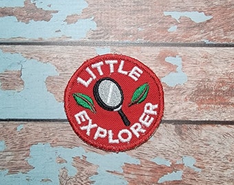 Little Explorer Iron-on patch. Embroidered iron-on badge