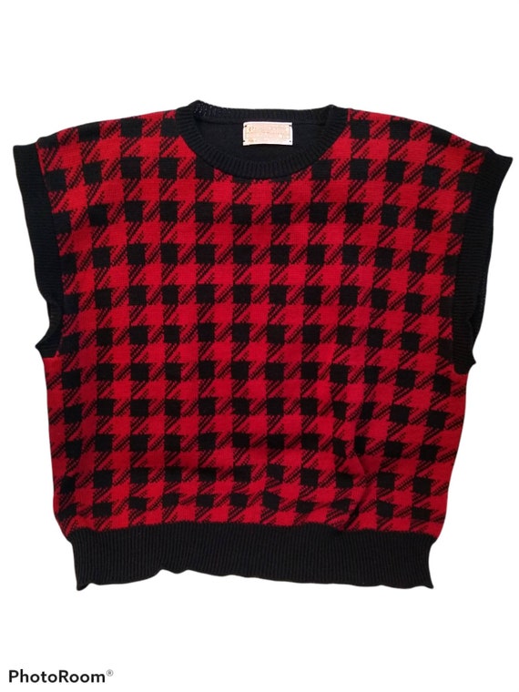 Pendleton red black sweater vest large L vintage c