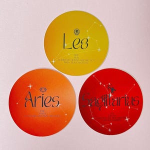 Pegatina de vinilo del Tarot, pegatina del signo del zodiaco, Leo, Aries, Sagitario, pegatina estética para portátil con purpurina astrológica, signo solar, signo lunar.